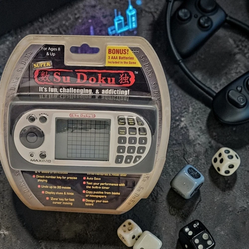 Sealed Maximo Super Sudoku Handheld Electronic Puzzle Game 16,000+ Puzzles New .